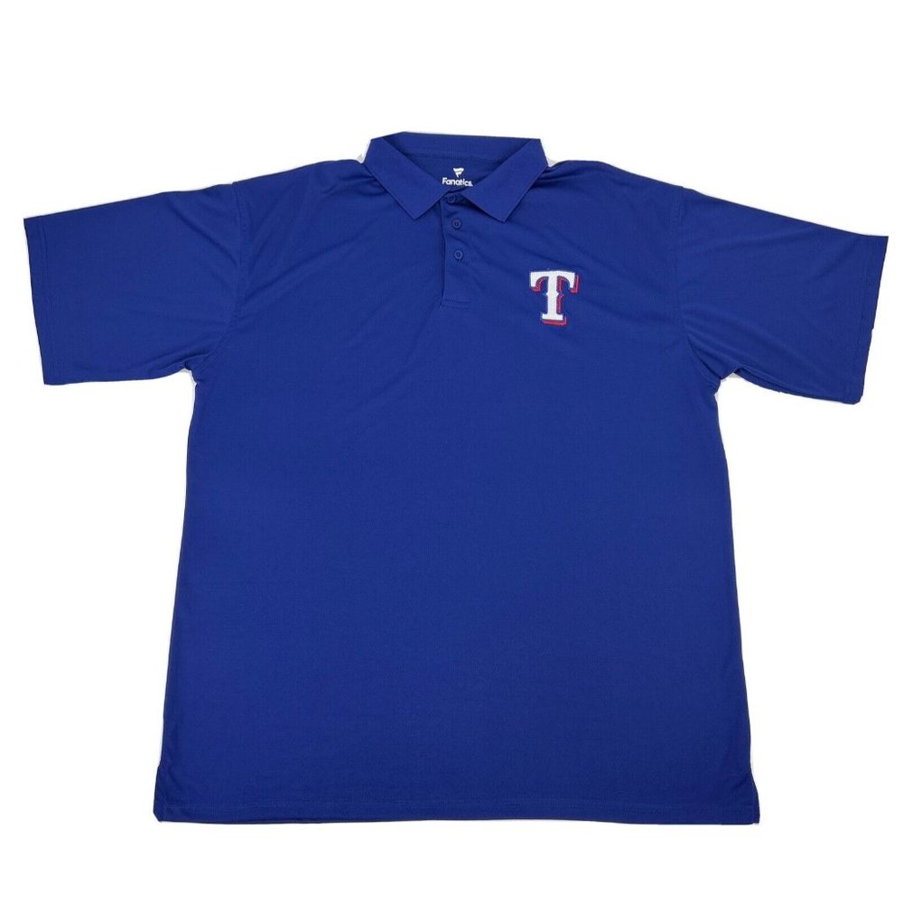 Texas Rangers Shirt Mens‎ 2XLT Blue Fanatics Short Sleeve Polo MLB